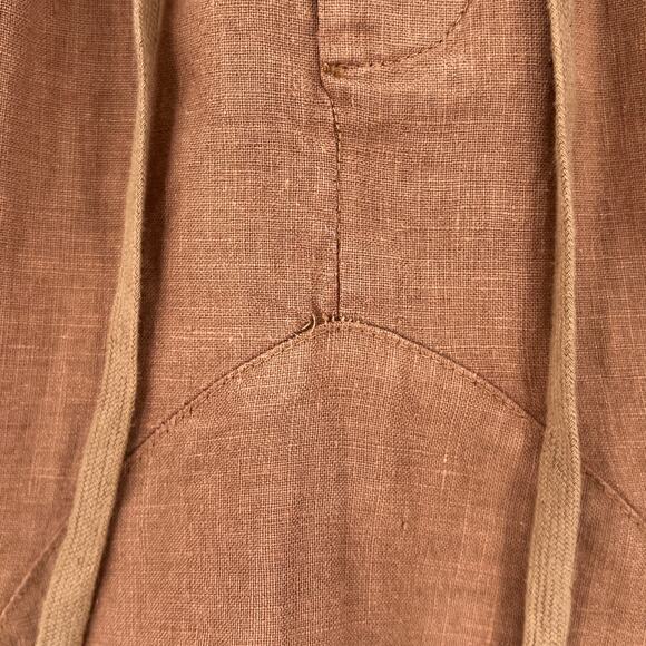 ENZA COSTA French Linen Drawcord Droprise Pants Womens Medium Brown Drop Crotch - Picture 11 of 16